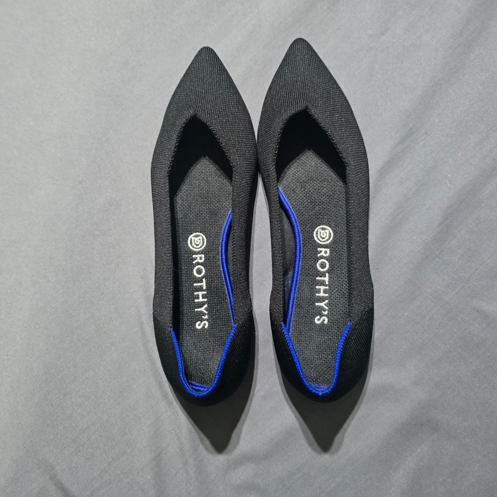Rothy's The Point Flats Women 11.5 Black Solid Pointed Toe Knit Slip On Shoes